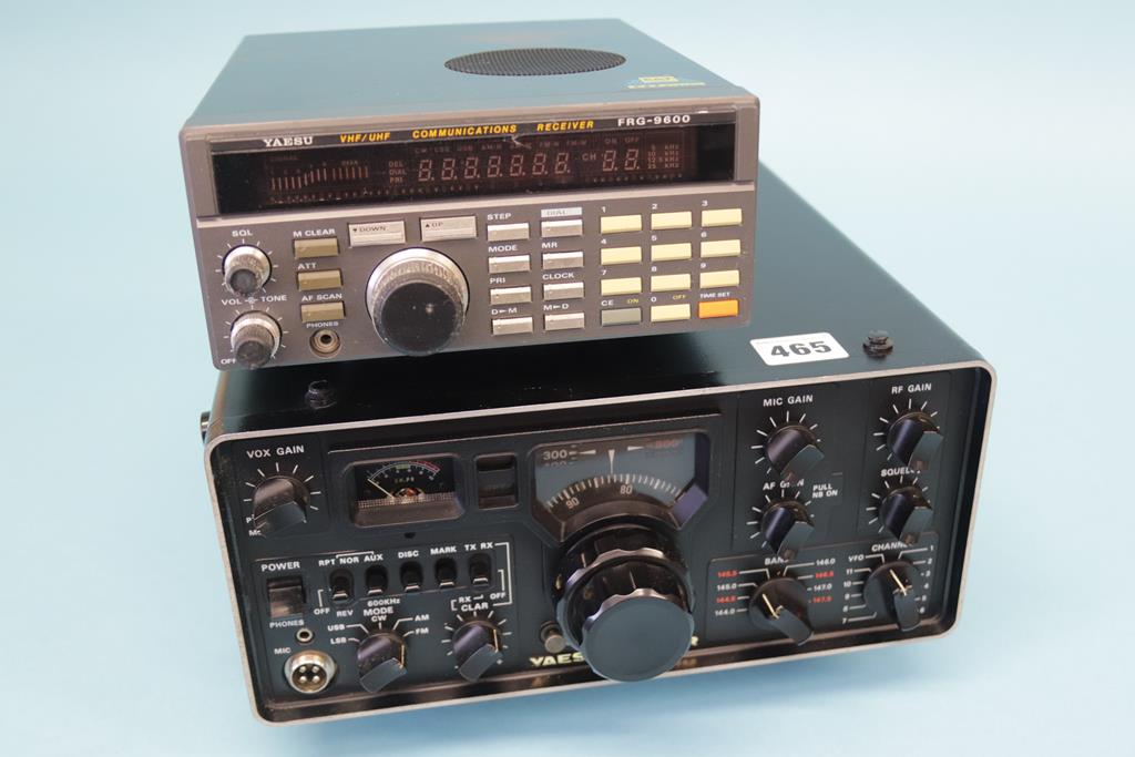 A used Yaesu FT-221 R base receiver and an FRG 9600
