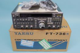 A boxed Yaesu FT736R base transceiver