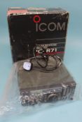 A boxed ICOM IC - R71E communications receiver