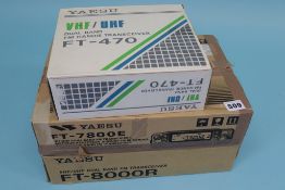 A boxed Yaesu FT - 8000 R, a boxed Yaesu FT - 800E and a FT - 470 handheld (3)