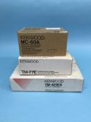 A boxed Kenwood TM-421ES, a Kenwood MC-60A desk top microphone and a Kenwood TH-77E (3)