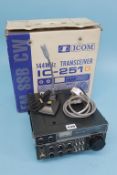 A boxed ICOM IC - 251E multi mode base radio
