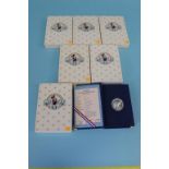 Six boxed 'Mickey 60 Years With You', silver proof tokens