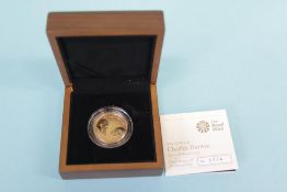 Charles Darwin 200th Anniversary, The Birth of Darwin, gold proof £2 coin