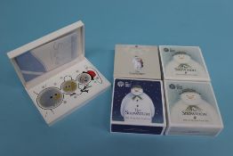 A boxed 'The Snowman', 2018 silver proof 50p Coin Presentation Set, four 'The Snowman', two 2018,