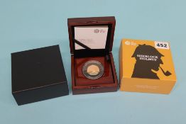 A 2019 'Celebration of Sherlock Holmes', gold proof 50p coin