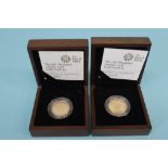 Two 'The Fourth Olympiad London' 1908, gold proof £2 coins