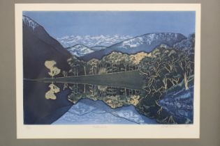 Derek English, print, signed, 'Buttermere', 'Loch Scavaig-Skye', 'Ullswater' x 2, 'Woodland