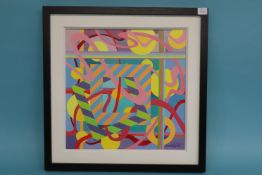 Derek English, oil, signed, 'Tango' and 'Abstract Untitled', (framed), 40 x 40cm, 40 x 30cm (2)