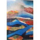 Derek English, watercolour, 'Elemental Landscape 2', (framed), 74 x 56cm