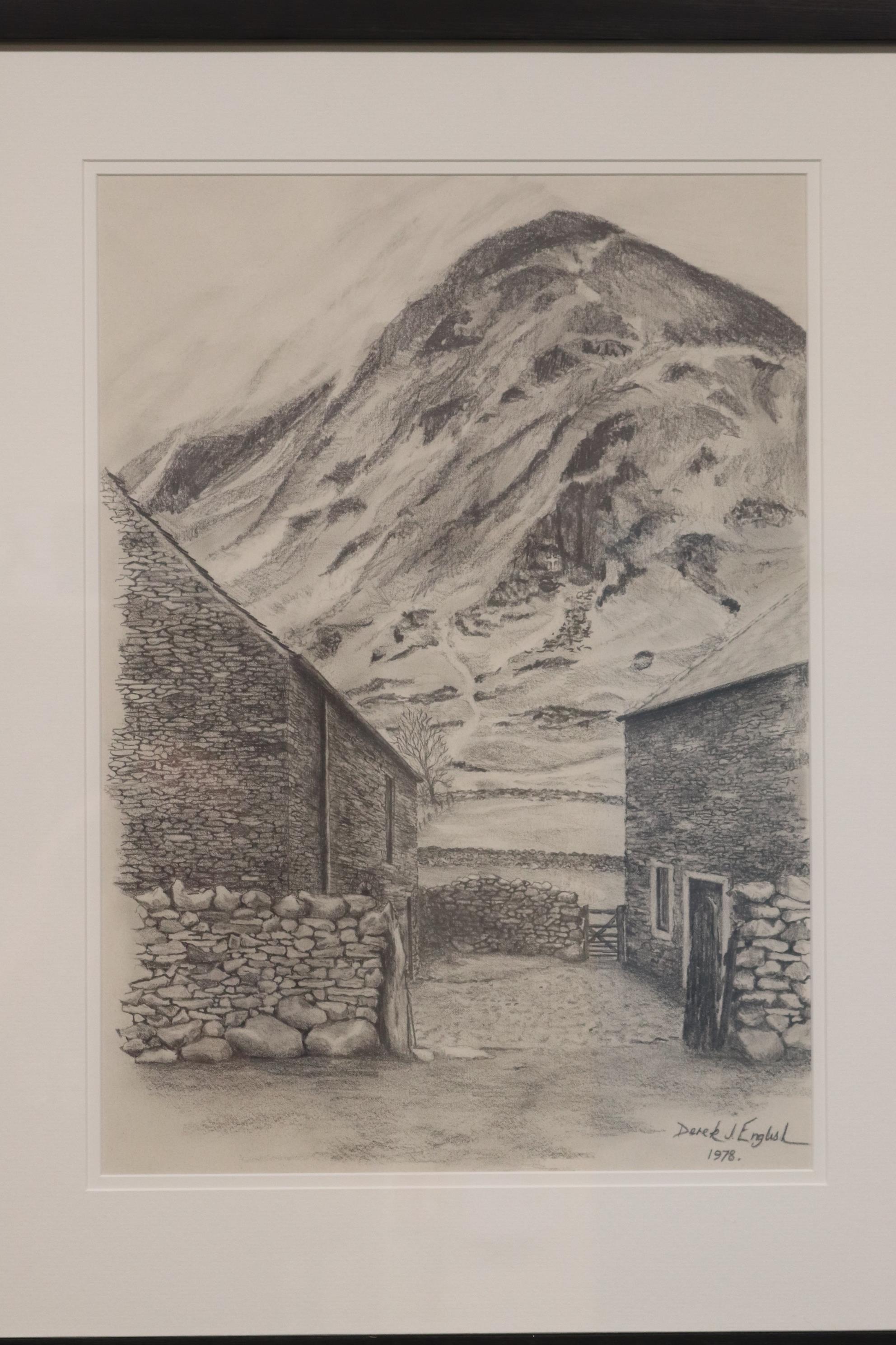 Derek English, pencil, signed, 'Ullswater', 'Cleveland Hills', 'Cleveland Way' (Cringle Moor), 'View - Image 4 of 4