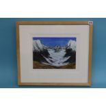 Derek English, watercolour, signed, 'Snow Slopes', 'Encroaching Cloud 2', 'Big Dipper' and 'Snow