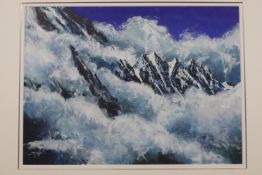 Derek English, oil, signed, 'Mountain landscape with Clouds', (framed), 73cm x 100cm