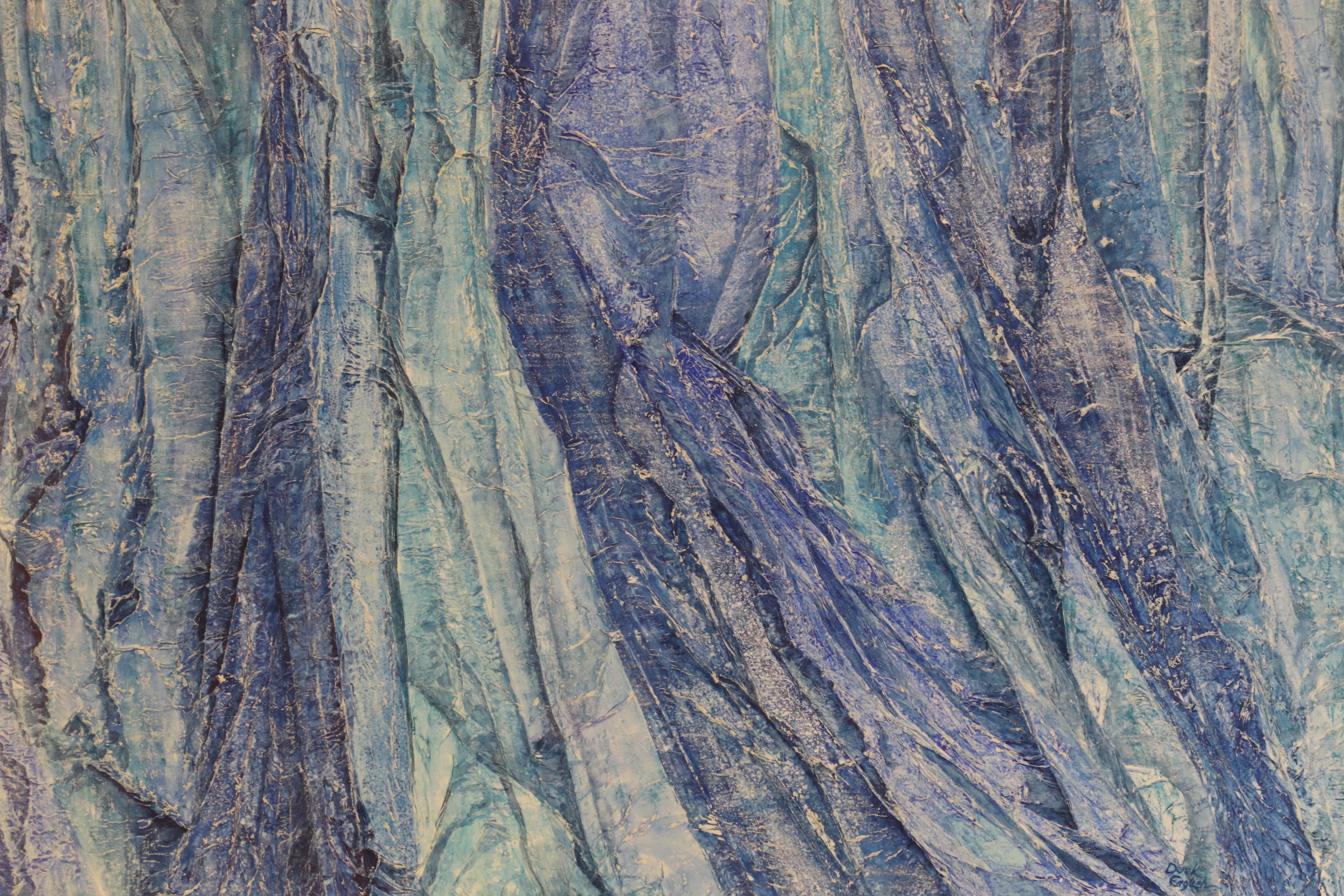 Derek English, oil, signed, 'Glacial Face', (framed), 57 x 87cm