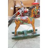Very heavy carved wood painted rocking horse Heigh