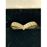 9ct Gold wishbone ring set with diamonds Weight 1.