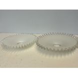 2 opaque fluted glass shades