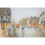 Mark Grimshaw pastel 'Bolton townscape' 43cm x 50