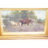 Victorian framed oil on canvas 'cattle scene' with