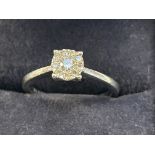 9ct White gold diamond cluster ring 2.6g size N