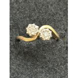 9ct Gold ring set with 2 diamonds 2.4g Size K