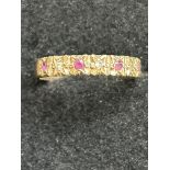 9ct Gold ring set with rubies & diamonds 1.9g Size