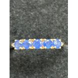 9ct Gold ring set with 5 sapphires & diamonds 2.2