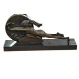 Art deco style signed bronze figure on a marble base Leng