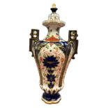 Early royal crown derby twin handled lidded vase H