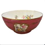 Rockingham fruit bowl with hand painted decoration