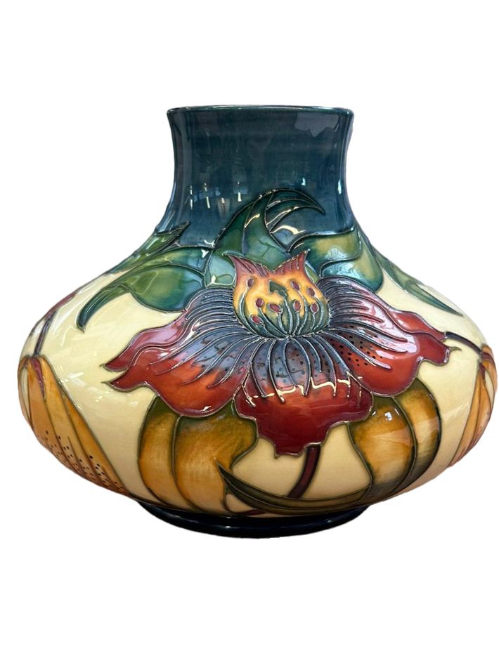 Moorcroft Anna Lilly pattern vase signed Nicola Sl