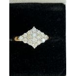 10ct Gold diamond cluster ring Size Q
