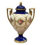 Mintons twin handled lidded vase Height 13 cm