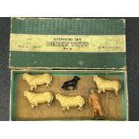 Dinky toys shepherd set No 6 - 4 sheep, shepherd &