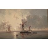 Oil on canvas sailing ship scene signed L Alexis 6