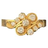 18ct Gold ring set with 9 diamonds. Size R.5