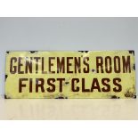 Enamelled metal railway sign Gentlemans room first