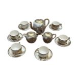 Satsuma tea set, 1 cup severely damaged with poor