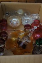Box of glass ware to include cranberry glass & car