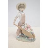 Lladro 1283 figure of a boy with wheelbarrow with
