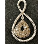 9ct White gold pendant set with diamonds