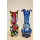 2x Art glass heavy vases Tallest 31 cm