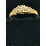 9ct Gold ring set with diamonds Size O 2g