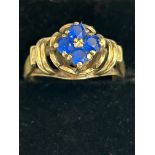 9ct Gold ring set with 4 sapphires size M 4.3g