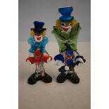 2x Original Murano glass clowns Tallest 26 cm