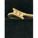9ct Gold ring set with 3 diamonds Size O 2.2g