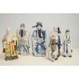 Collection of 6 oriental figures Tallest 34 cm