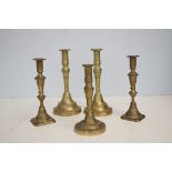 5 Heavy brass candle sticks