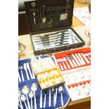 Collection of cased flat ware & knife set
