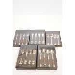 5x Boxed ornate forks, knives & spoons